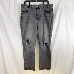 Madewell The Perfect Vintage Jean Black High Rise Distressed/ripped Size 33
